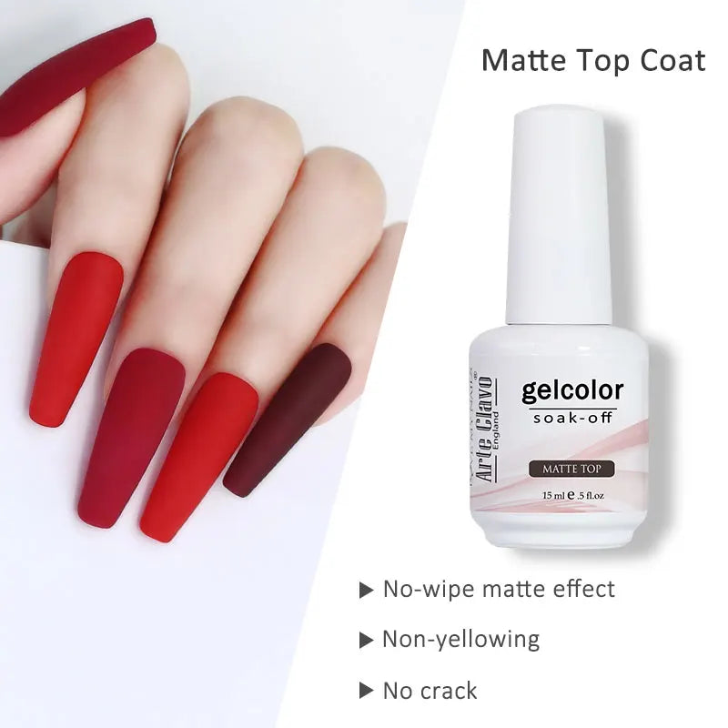 Arte Clavo UV LED Foundation Gel Nail Polish Base Primer Coat Qme 15ml-Matte Top