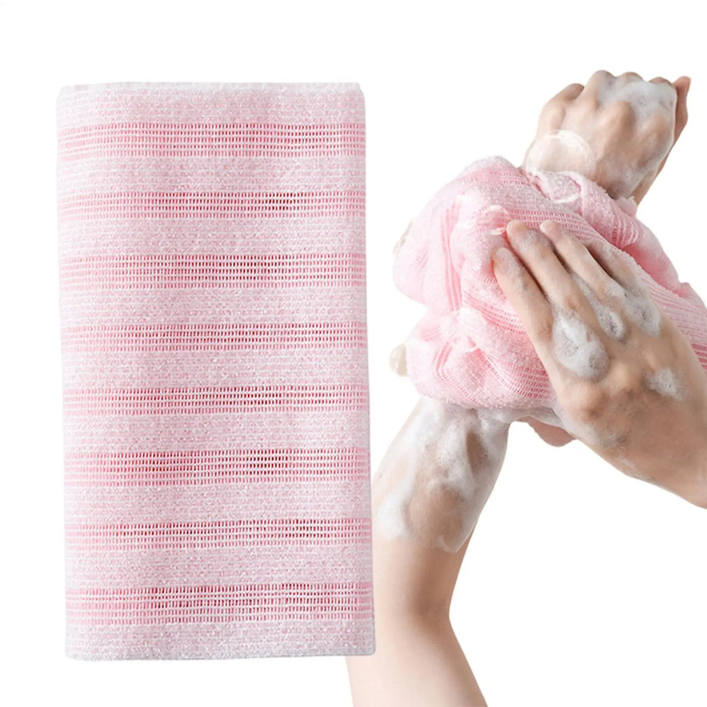 Back Scrubber for Shower Bath Body Exfoliator Wash Cloth Towel Striped Design Cleaning Tool for Home Dormitory Travel Business Qme