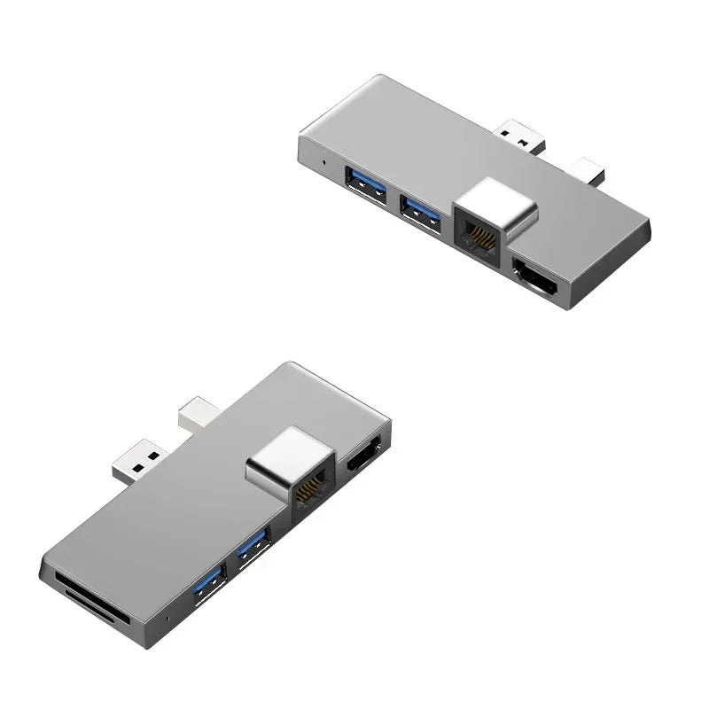 6-in-1 1pcs Multi-function Adapter Ethernet Port HD MI-compatible TF SD USB Conversion For Surface Pro 4/5/6 Qme Silver