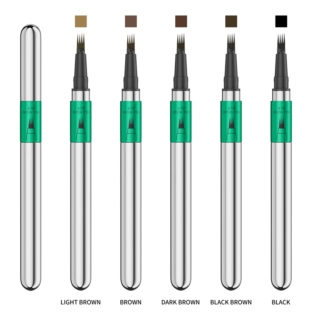 Hellokiss Waterproof Eyebrow Pen, Microblading Eyebrow Pencil With 4 Split Head, Natural Looking Brows Makeup ( 5 Colors) Qme