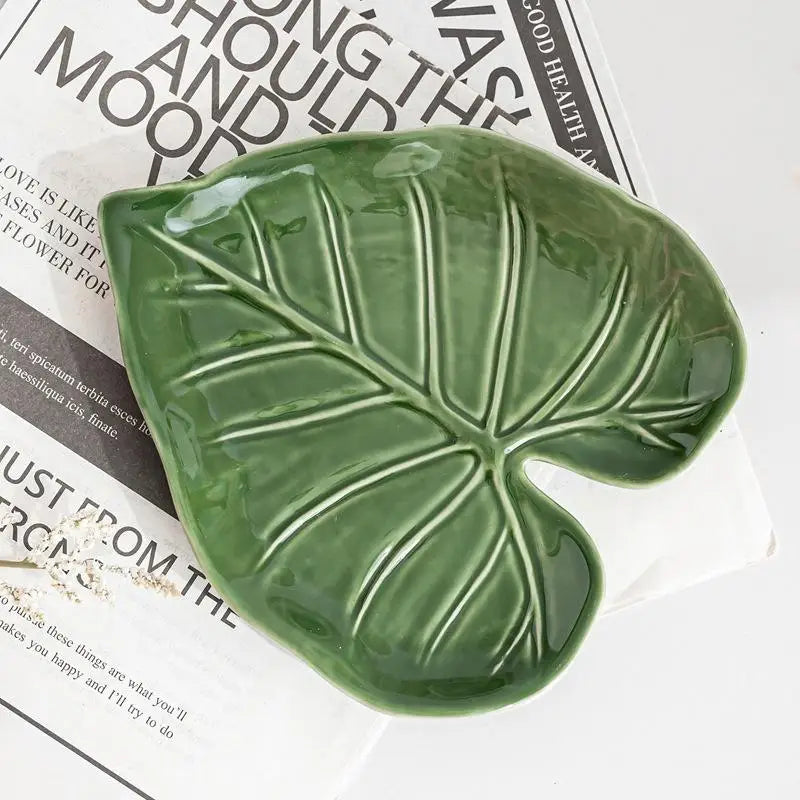 Ceramic Spatula Holder Kitchen Countertop Spoon Cute Leaf Design Qme