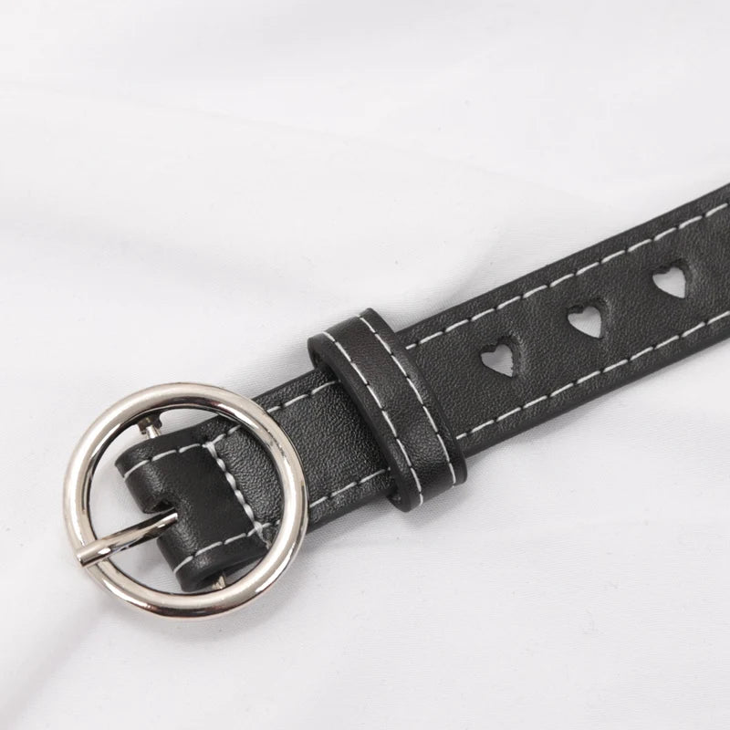 Women PU Leather Belt Hollow Out Loving Heart Ladies Waist Qme B1 100cm China Mainland