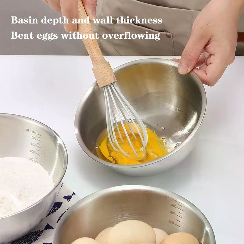 Stainless Steel Bowl Scale Cooking Baking Food Storage Large Capacity Qme