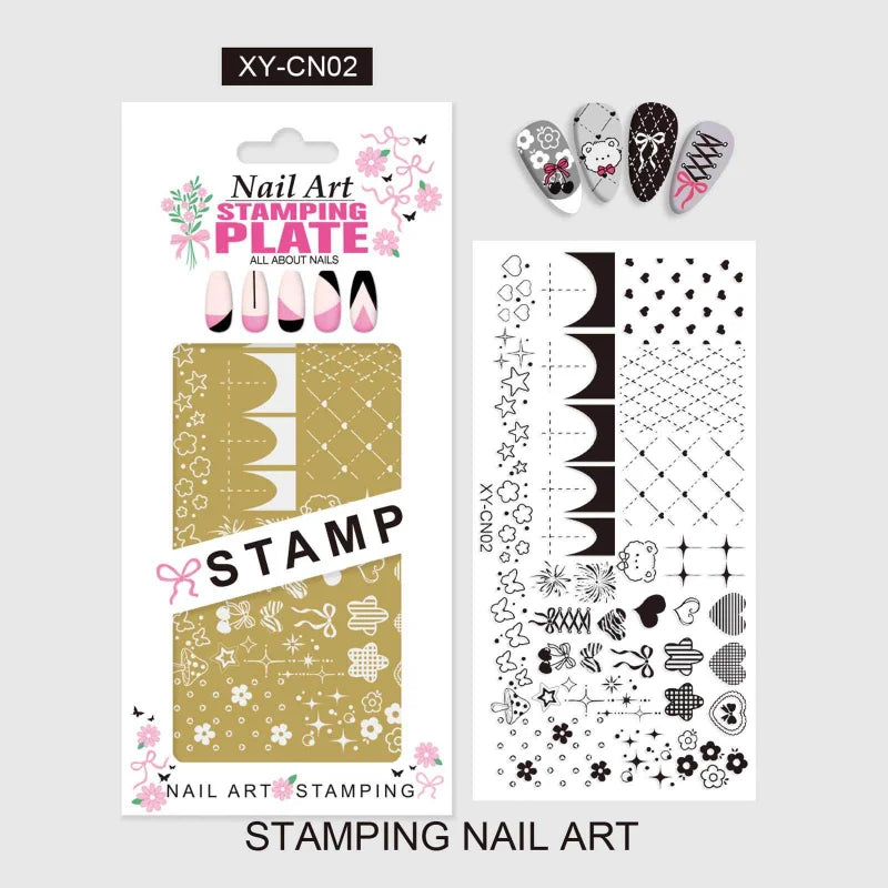 Template Stencils Bowknot Patterns Nail Stamping Plates Nail Art Stamper Kawaii Bow Image Plate Manicure Tools Qme CN02