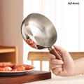 Single-person Stainless Steel Pot Bowl Walnut Wood Handle Fruit Salad Qme 14cm