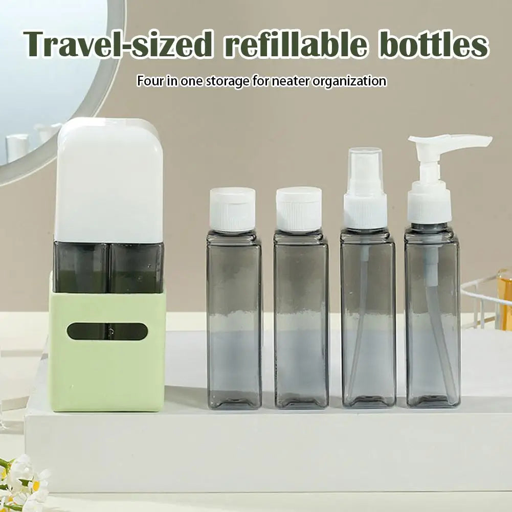 Refillable Travel Dispenser Bottle 4in1 Combination Shampoo Qme