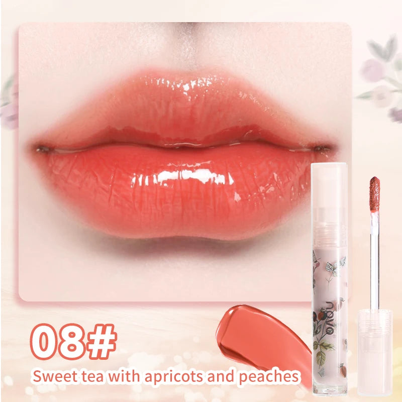 Long-Lasting Moisturizing Lip Gloss,Glossy Finish,Non-Sticky,Not Easy To Fade,Nourishing Tinted Lip Oil With Shea Butter Qme 08