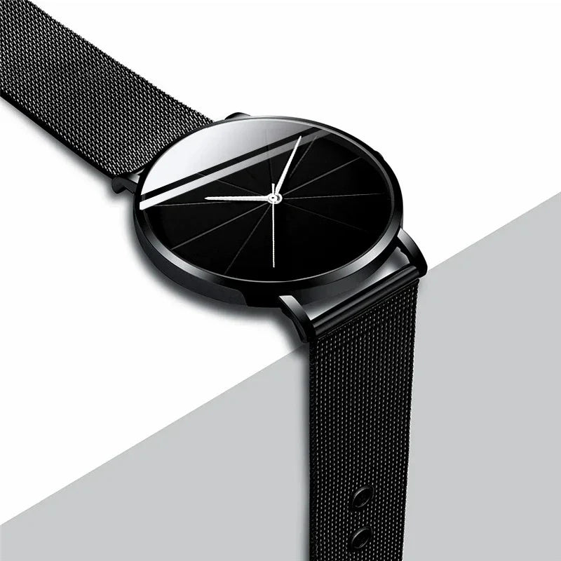 Minimalist Men's Fashion Watches Simple Men Business Ultra Thin Stainless Steel Mesh Belt Quartz Watch relogio masculino Qme