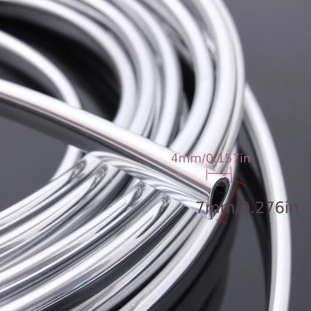 6m Car Door Chrome Molding Trim Strip Edge Scratch Guard Protector Cover Strip Roll Chrome Styling Molding Trim Strip Qme
