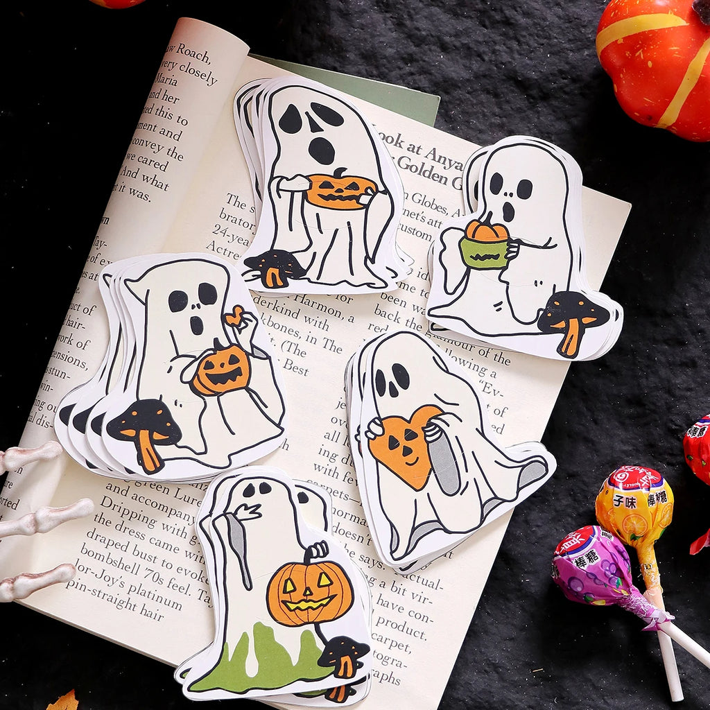 Halloween Lollipop Cards—Pack of 30: Fun Halloween Candy Cards for Kids, Featuring 5 Different Ghost Designs to Celebrate Halloween Qme