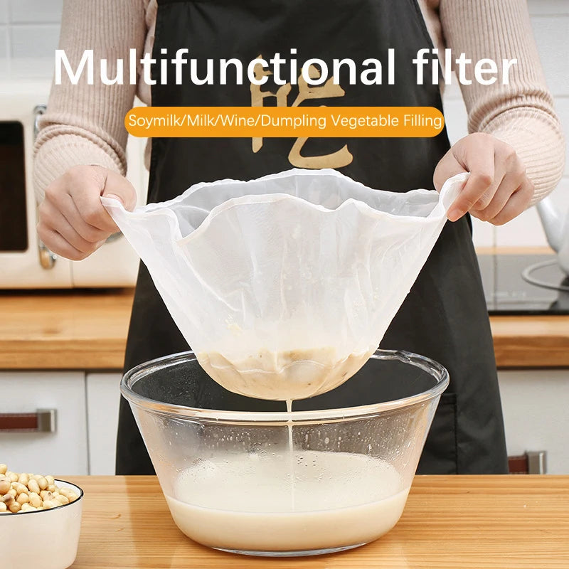 Kitchen Tool Soy Milk Filter Net Bag Nylon Liquid Coffee Reusable Qme
