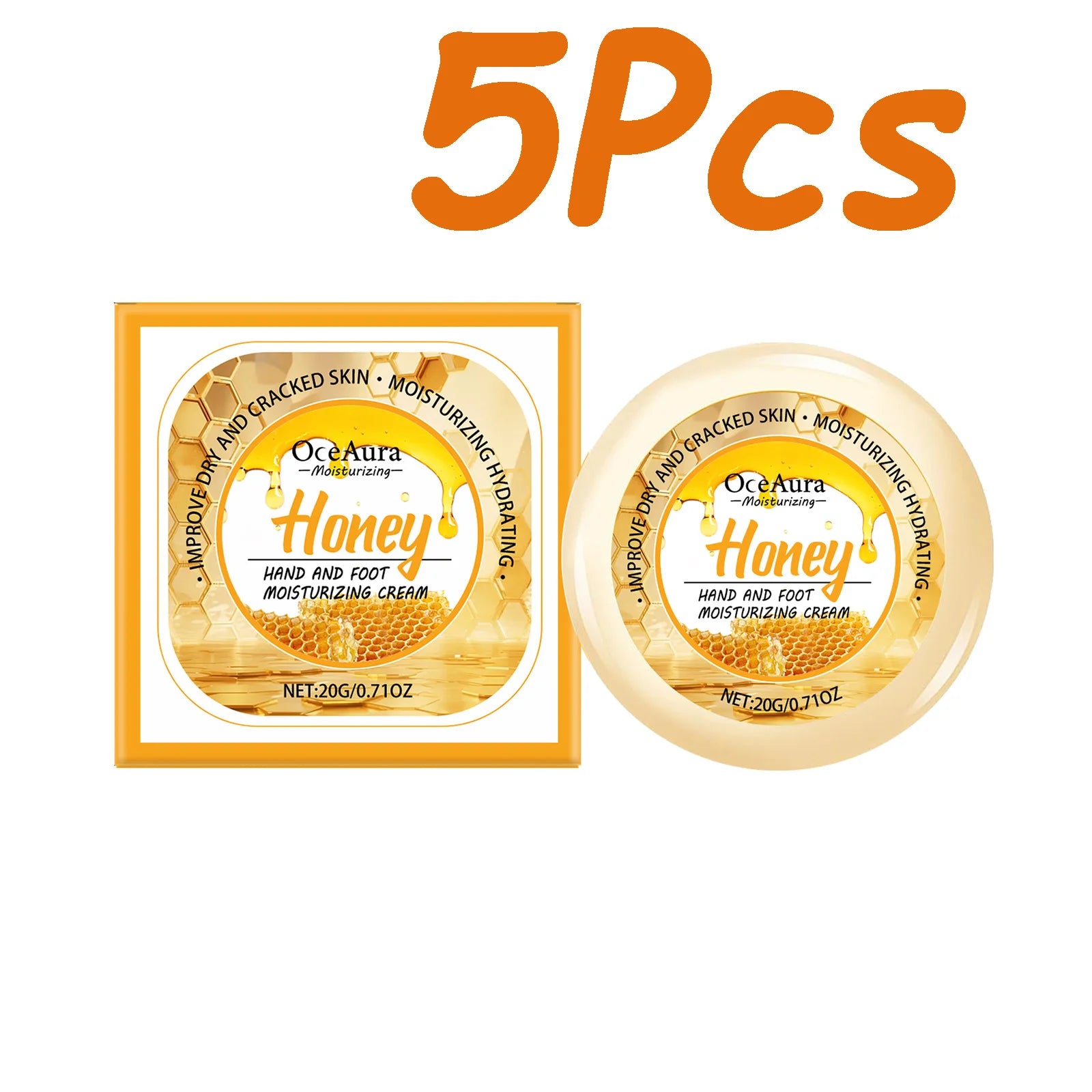 Honey Hand Foot Moisturizing Cream Nourishing Softens Cuticles Anti Dry Cracked Smooth Moisturizing Hand Foot Care Cream Qme 5 x 20g Boxed