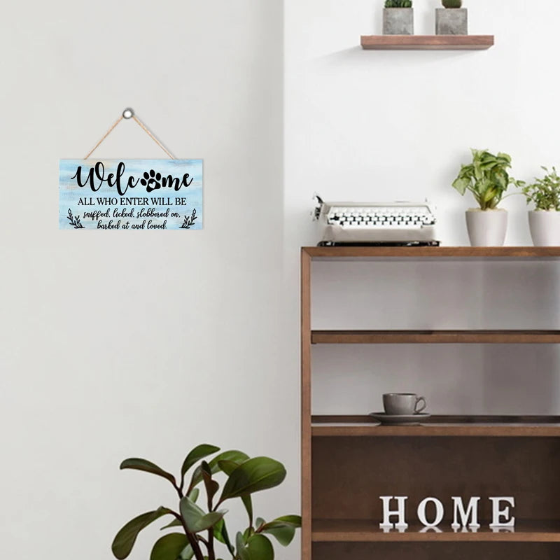 Rustic Welcome Wall Hanging Decor Wood Art Plaques Sign Door Sign for Home Living Room Front Door Decor Qme