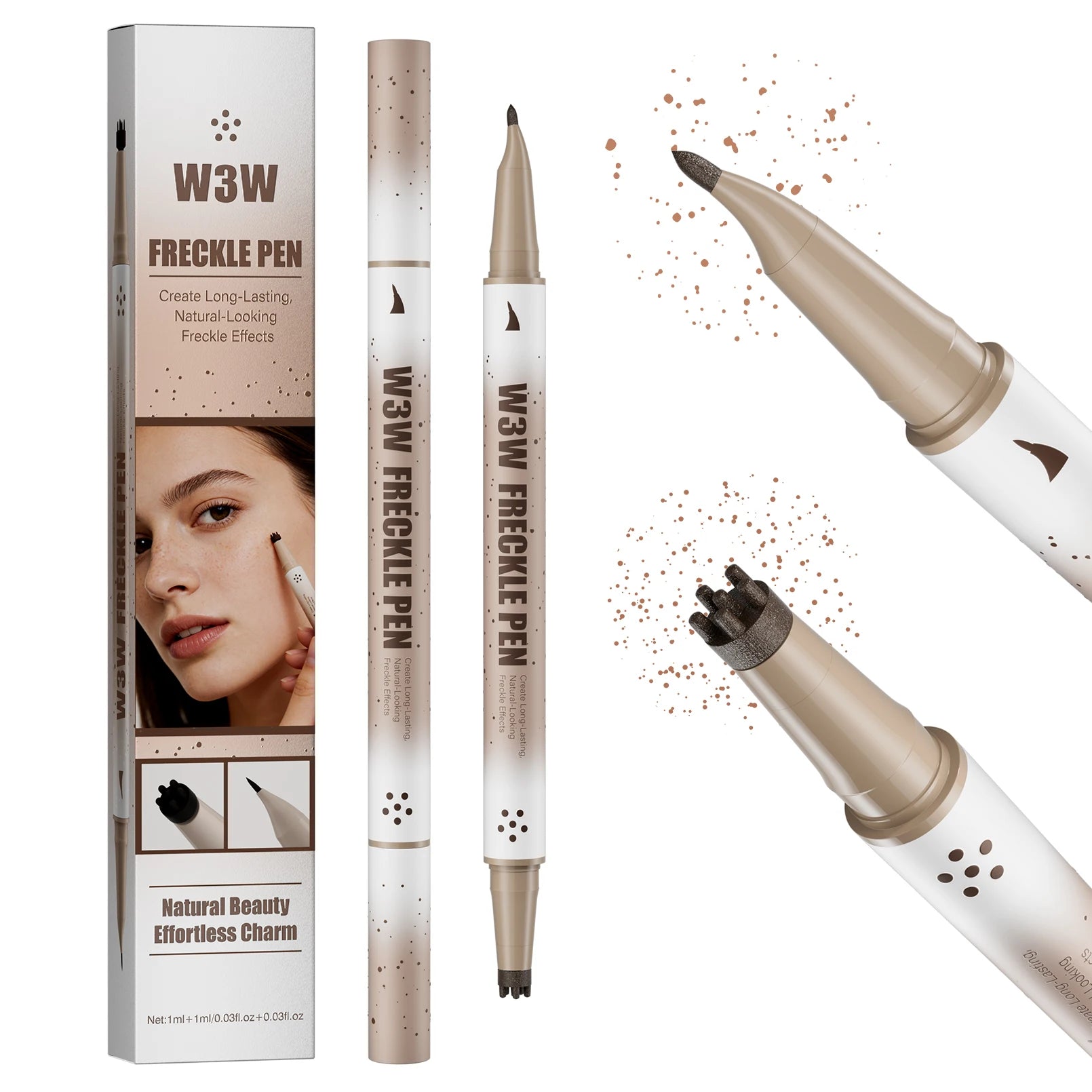 Natural Fake Freckle Pen, Realistic Freckle Makeup Pen, Waterproof Sweat-proof Quick-dry Stamp Dot Pen Qme