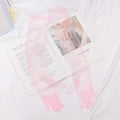 Women's Sexy Transparent Gloves Long Tulle Ultra Thin Full Finger Qme pink 55cm