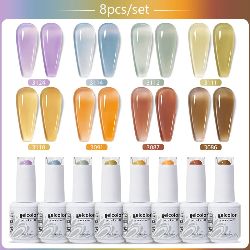 Arte Clavo 4 6 8 Gel Nail Polish Art Soak Off UV Colorful Semi