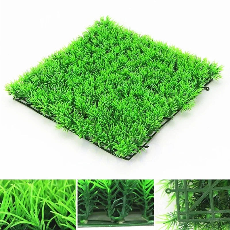 Artificial Green Grass Plant Lawn Turf Aquatic Aquarium Fish Tank Decor Fake Moss Aquarium Ornaments Aquarium Supplies Qme