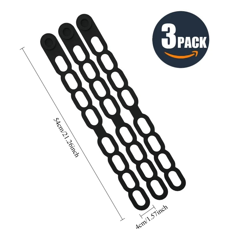 Reusable Silicone Elastic-Bands 3Pcs Pot-Lid Strap Holder Multipurpose for Clay-Pots Bowls Lunch Box Curtain Use Qme 3Pcs Black