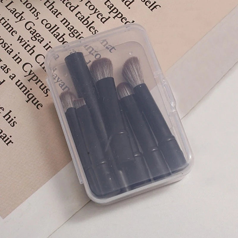 Mini Travel Makeup Brushes Portable Cosmetic Tools Box Foundation Qme Black