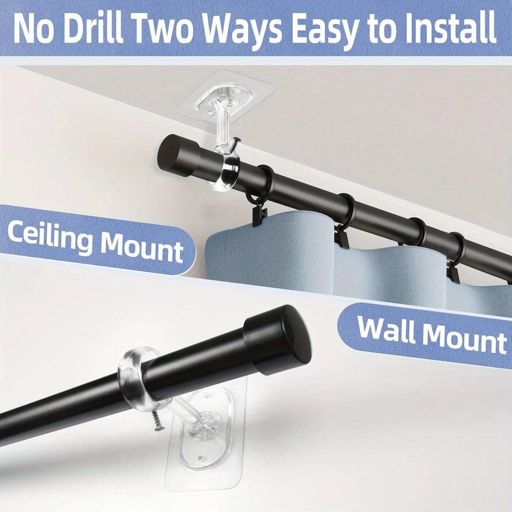 2pcs non perforated ceiling curtain rod bracket, self-adhesive adjustable curtain hook, suitable for wardrobes and bedrooms, mul Qme