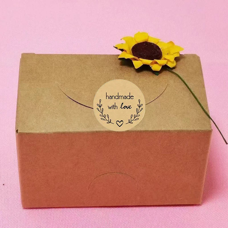 Handmade Love Stickers Roll Kraft Paper Round Labels Products Qme