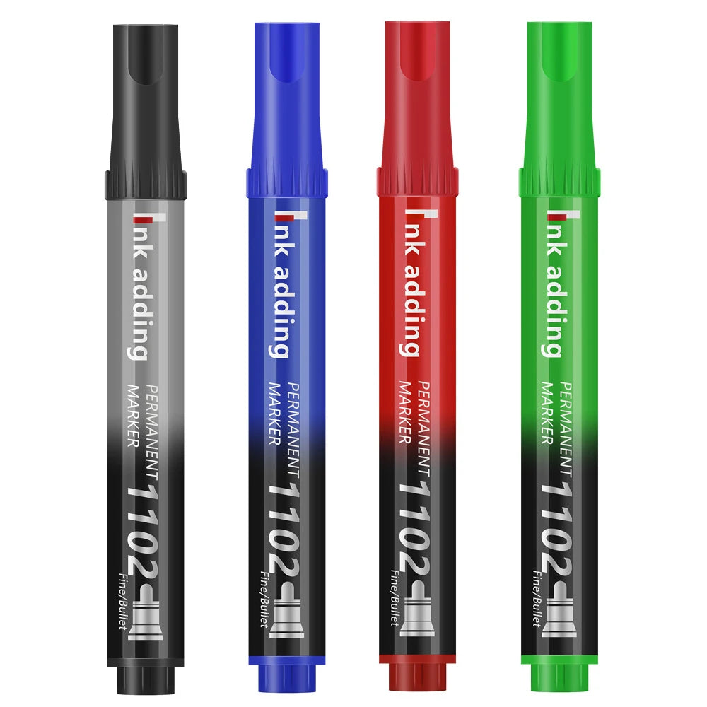 4Pcs/Set Permanent oily Marker Pen Waterproof Markers Crude Nib Black Blue Red Green Ink 2-3mm Color Marker Pens Qme 4 mix colors