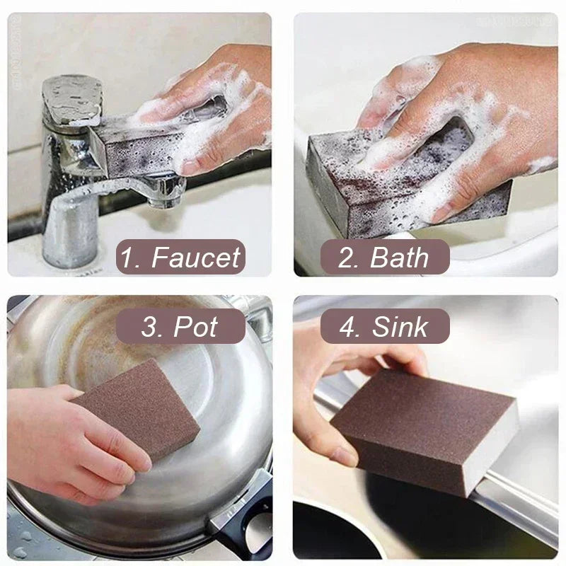 8/1Pcs Magic Sponge Eraser Carborundum Removing Rust Cleaning Brush Descaling Clean Rub for Cooktop Pot Kitchen Sponge Qme