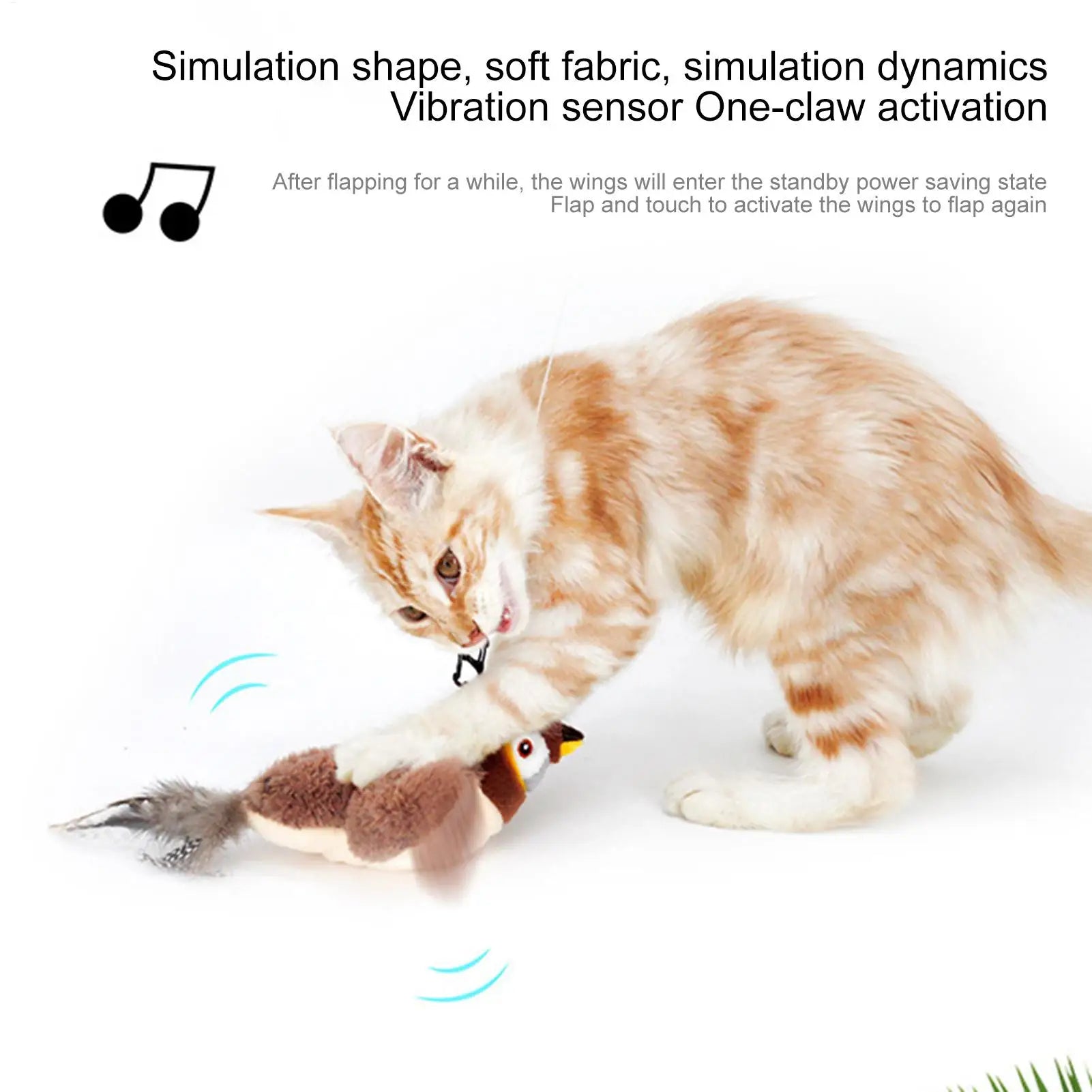 Chirping Bird Cat Toy Cat Toy Simulation Bird Toy Sparrow Flapping Wings Kitten Toys Vivid Chirping Rechargeable Interactive Cat Qme