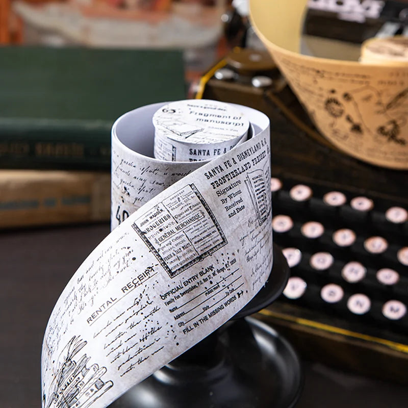 1 Roll Vintage Manuscript Washi Tape for Journal Scrapbooking DIY Collage Art Phone Case Notebook Decoration Supplies Qme