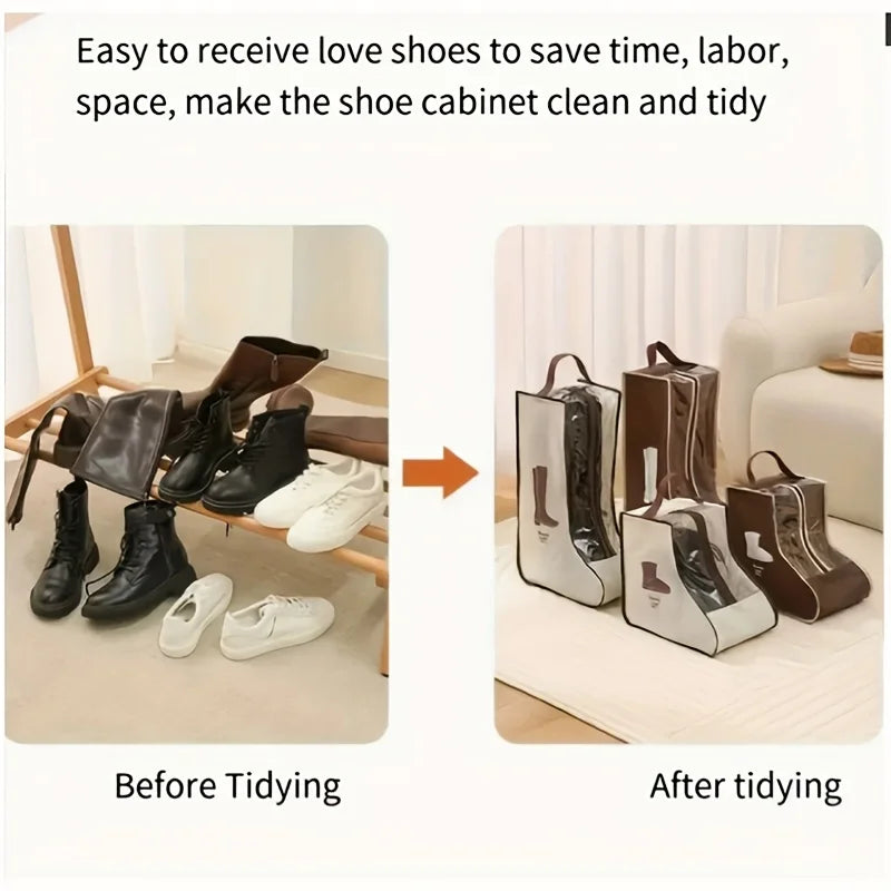 Boot storage bag with handle - suitable for flat shoes, ankle boots, and high top shoes - travel shoe storage bag, home Qme