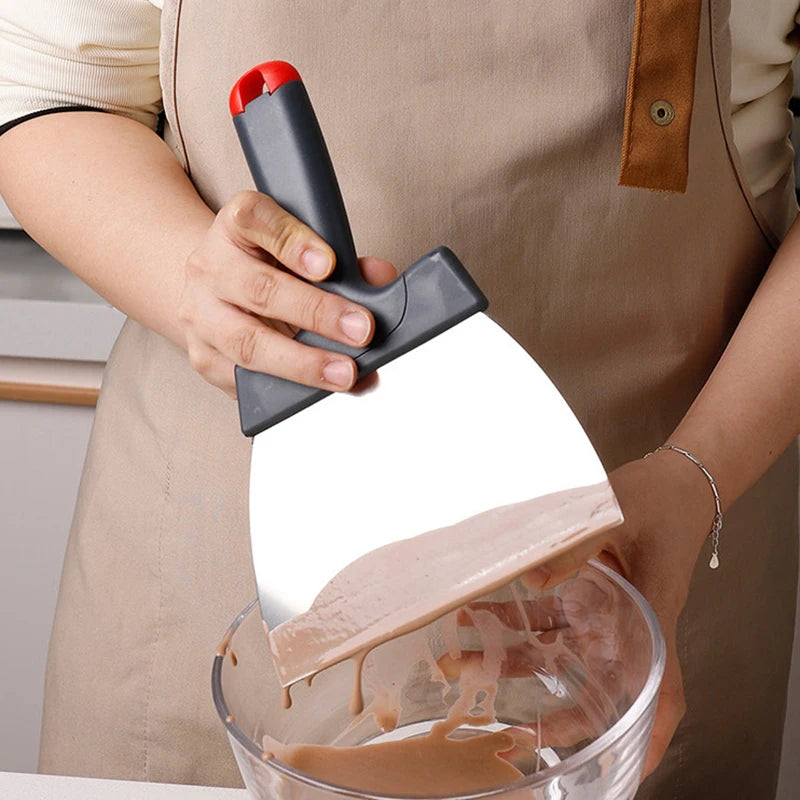Stainless Steel Dough Scraper Coating Spatula Chocolate Kitchen Qme