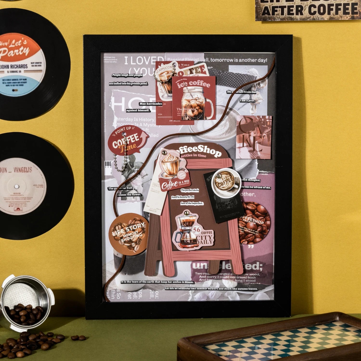 30 Sheets Coffee Theme Punch Hole Stickers for DIY Scrapbooking Guitar Phone Case Notebook Decoration Qme