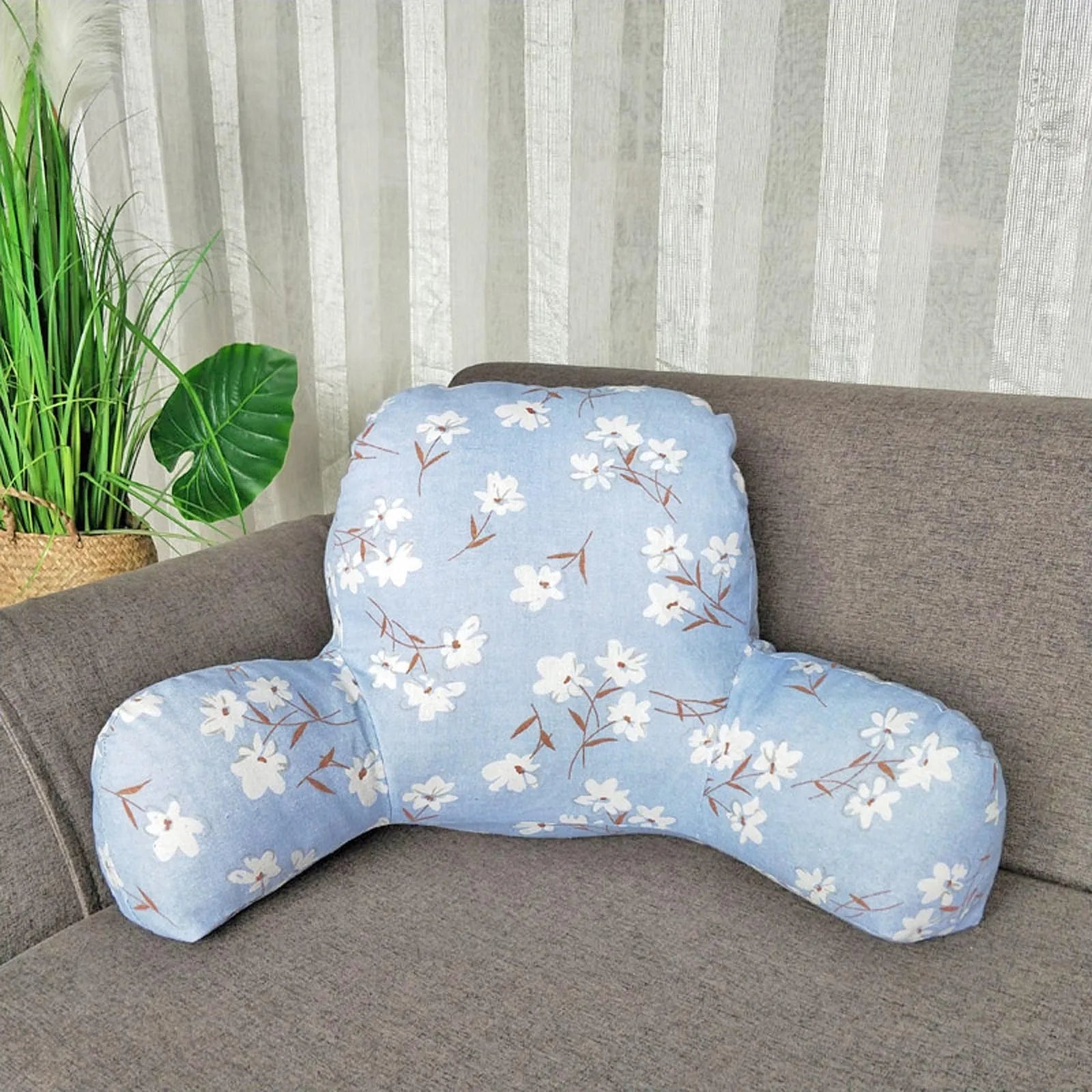 Print Pillow Back Cushion With Arm for Reading Rest Waist Support Office Chair Car Seat Sofa Rest Lumbar Cushion Velvet Backrest Qme F