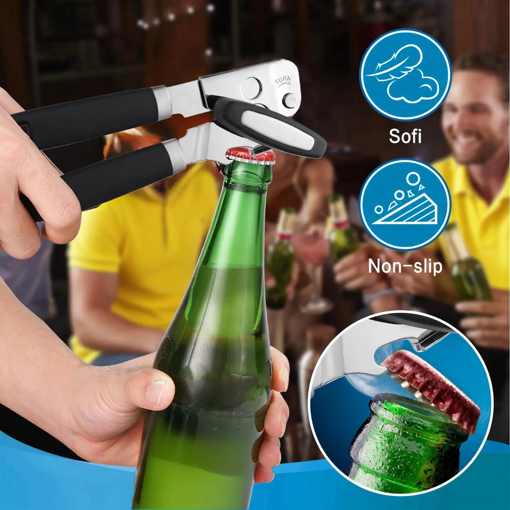 Hand Held Can Opener Kitchen Can Opener Magnetic Grippers Tools With Non-Slip Handle Lid Remover For Kitchen Canning Counter Qme