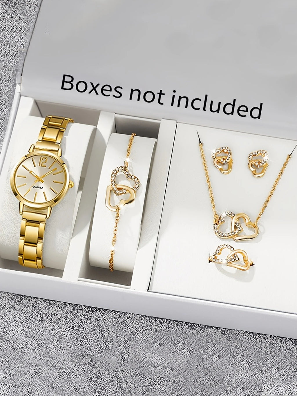Women's Watch with Elegance Steel Band, Fashionable and Simple Trendy Quartz Watch Bracelet Set Qme Gold
