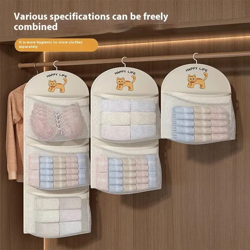 2 3Layer Large Capacity Storage Mesh Bag Underwear Socks Breathable Qme