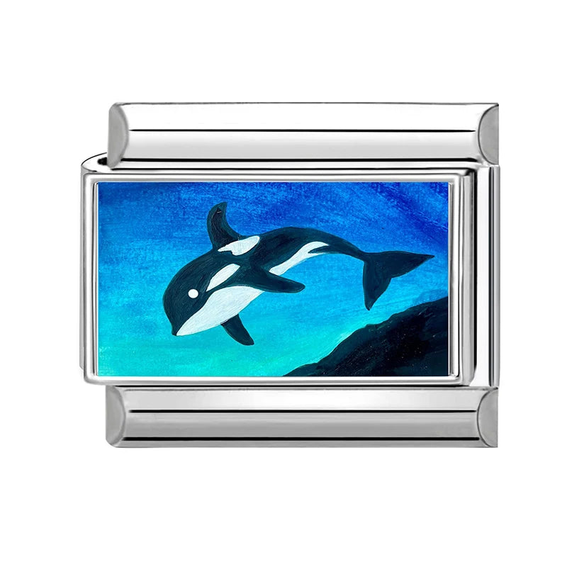 Wholesale 2026 Fashion Lovely Cat Blue Series Italian Charm Fit 9mm Stainless Steel Women DIY Bracelet Gift Jewelry Dropshipping Qme Style 12