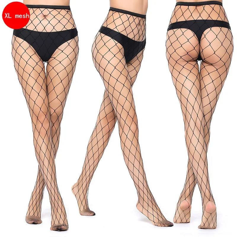Hollow Out Sexy Pantyhose Black Women Fashion Tights Fishnet Qme XL mesh One Size