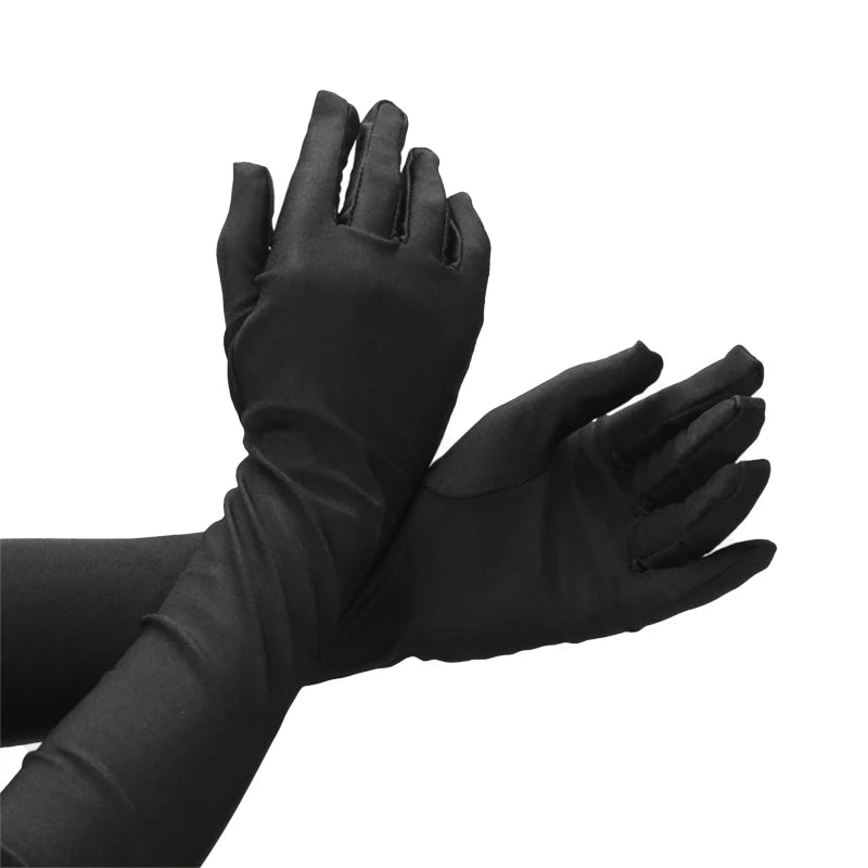 Women Long Gloves Finger Elbow Protection Opera Evening Party Prom Qme