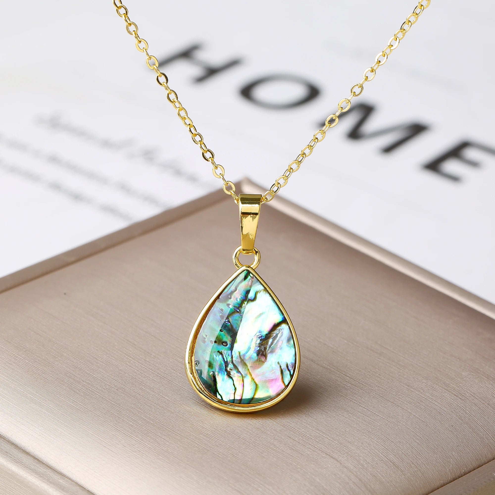 New Arrivals Natural Abalone Shell Pendant Necklace Silver/Gold Waterdrop Heart Shell Choker Fashion Beach Jewelry Women Gift Qme 5