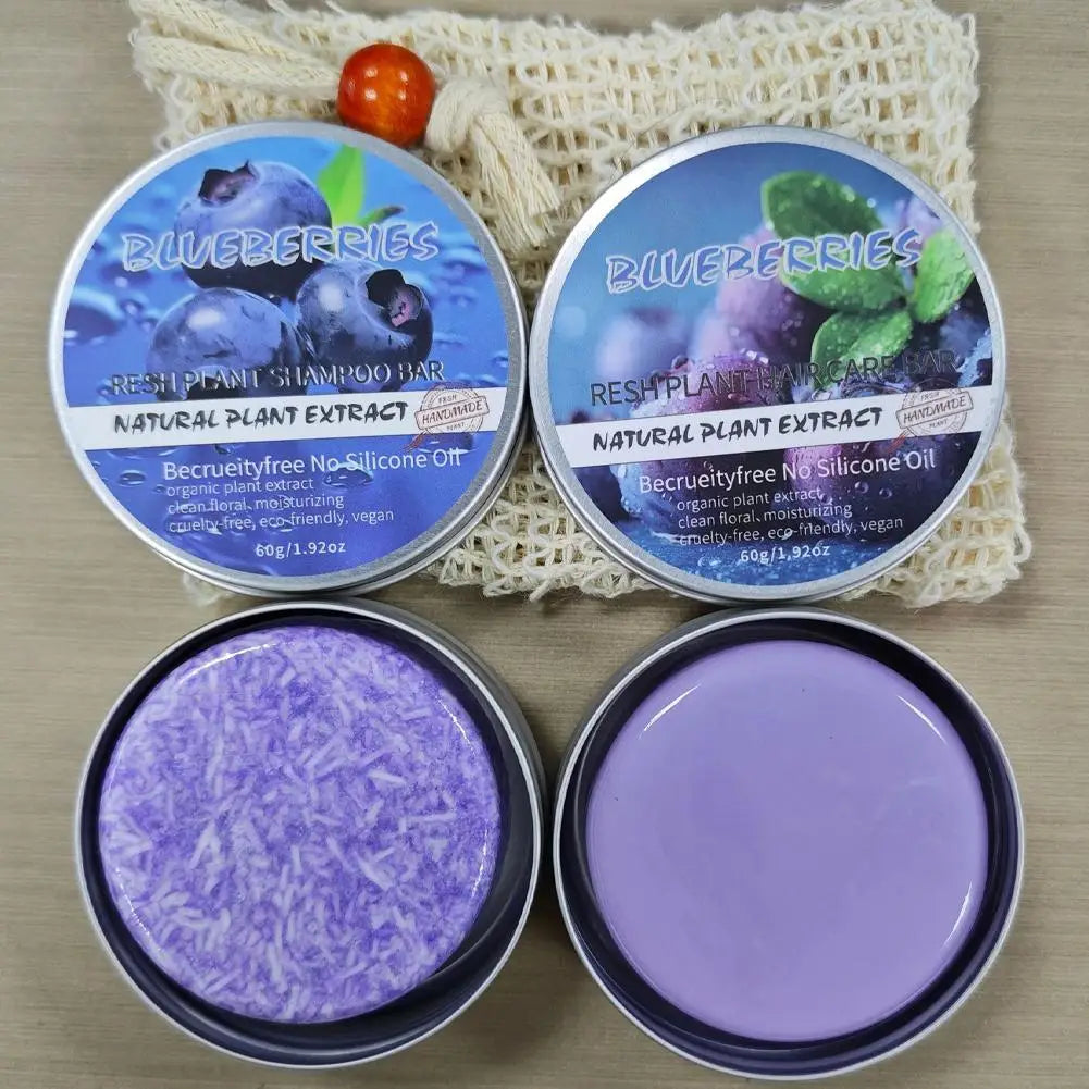 Blueberry Shampoo Soap Handmade Solid Hair Thinning Deep Cleansing Qme