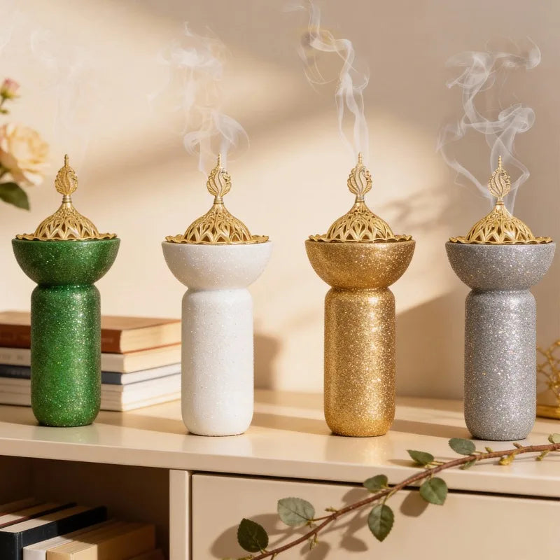 Middle Eastern Resin Incense Holder Glitter-handled Tower Burner Qme