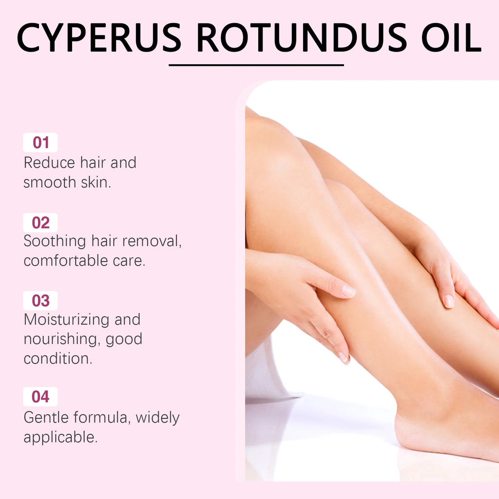 Cyperus Rotundus Oil for Hair Removal Smoothing Soothing Skin Care Moisturizes Armpit Leg Arm Hair Inhibitor Depilatory Oil Qme