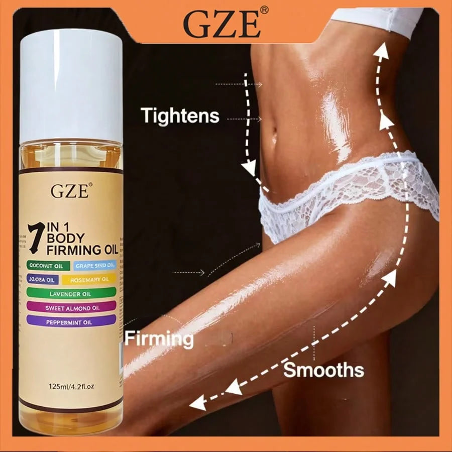 GZE 7 IN 1 BODY FIRMING OIL - Hydrate & Nourish Light Beige/Hair, Unisex, Moisturizes And Smoothes Body Oil, Essential Oil Qme