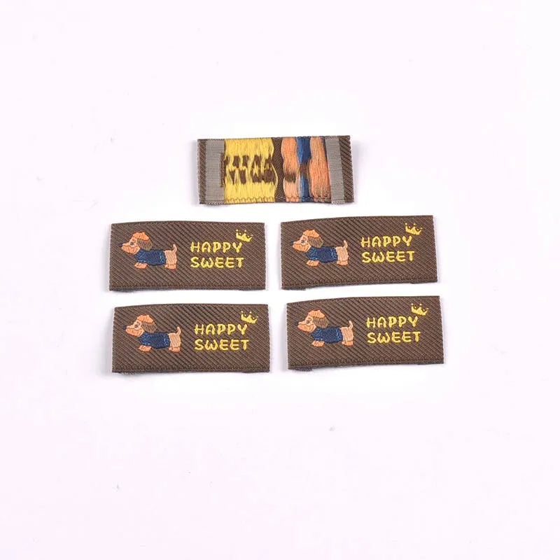 30pcs 44x20mm Cartoon Dog Cat Fabric Labels Cute Woven Clothing Tags for DIY Headwear/Clothing/Shoes/Bags cp3840 Qme 44x20mm-5