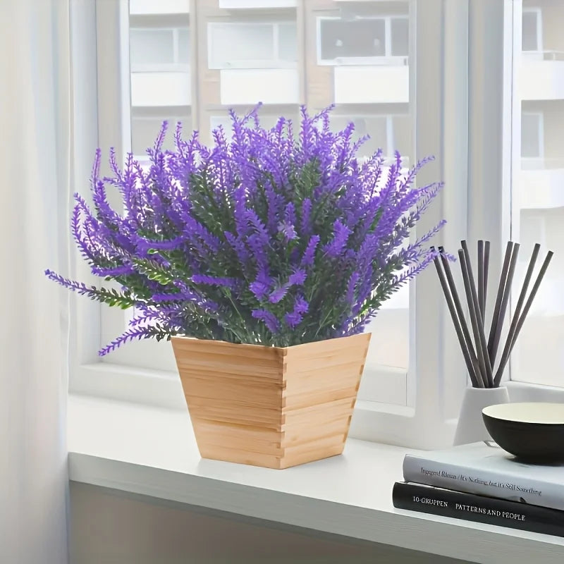 Artificial Lavender Flowers, Plastic Faux Plants for Outdoor Patio Decor, Home Room Table Decor Without Container Qme