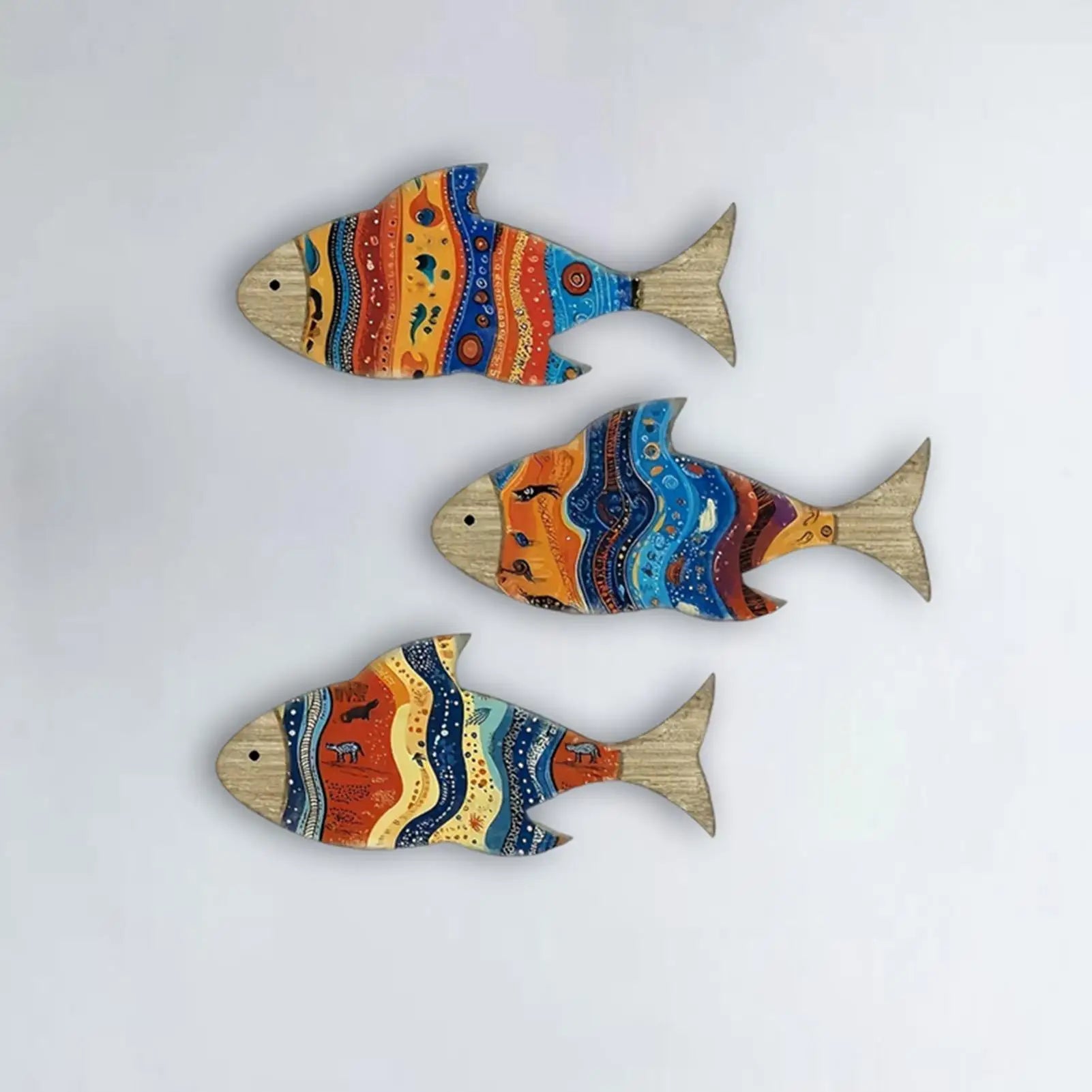 Fish Decorations Wall Wood Decor Tropical Series Ornament Rustic Qme