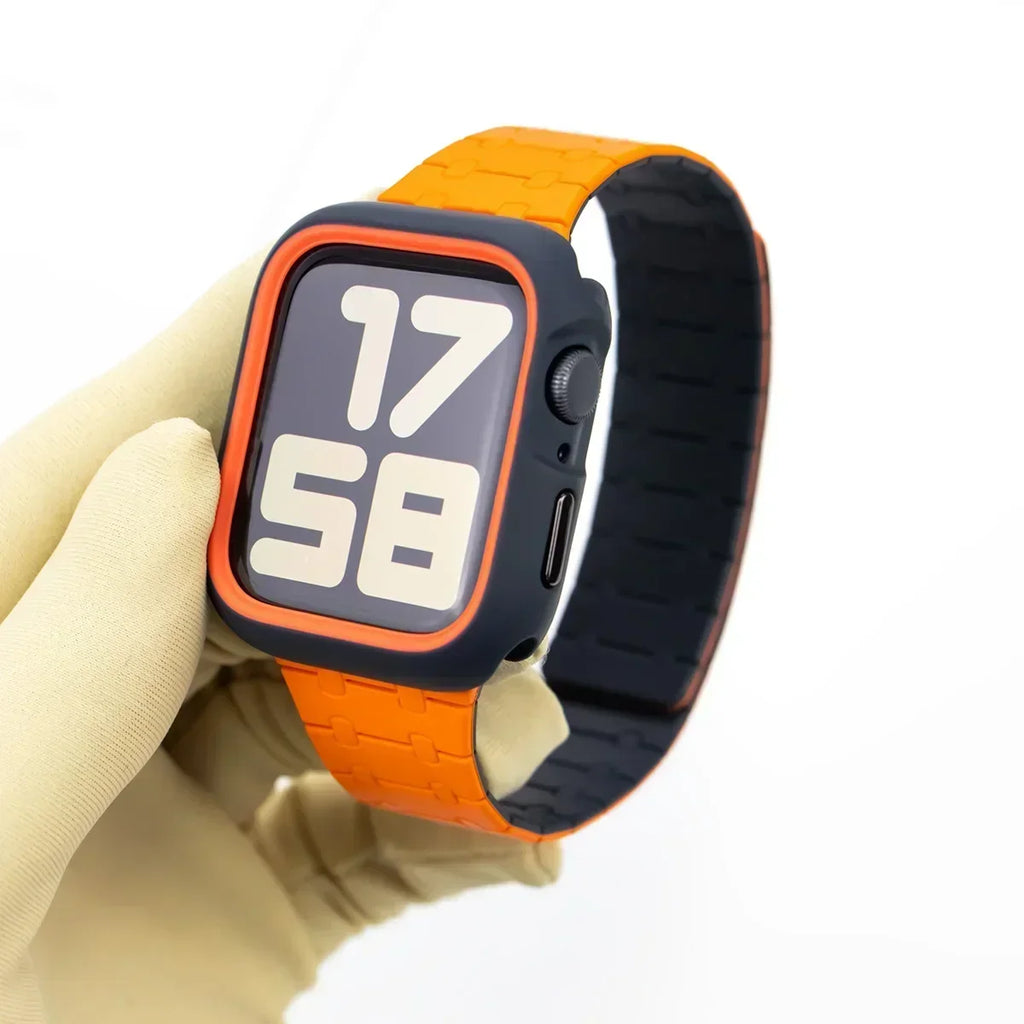 TPU Case+Silicone Strap for Apple Watch Band Ultra 2 49mm 45mm 44mm 41mm Protective Case Bracelet for Iwatch Series 9 8 7 6 5 4 Qme