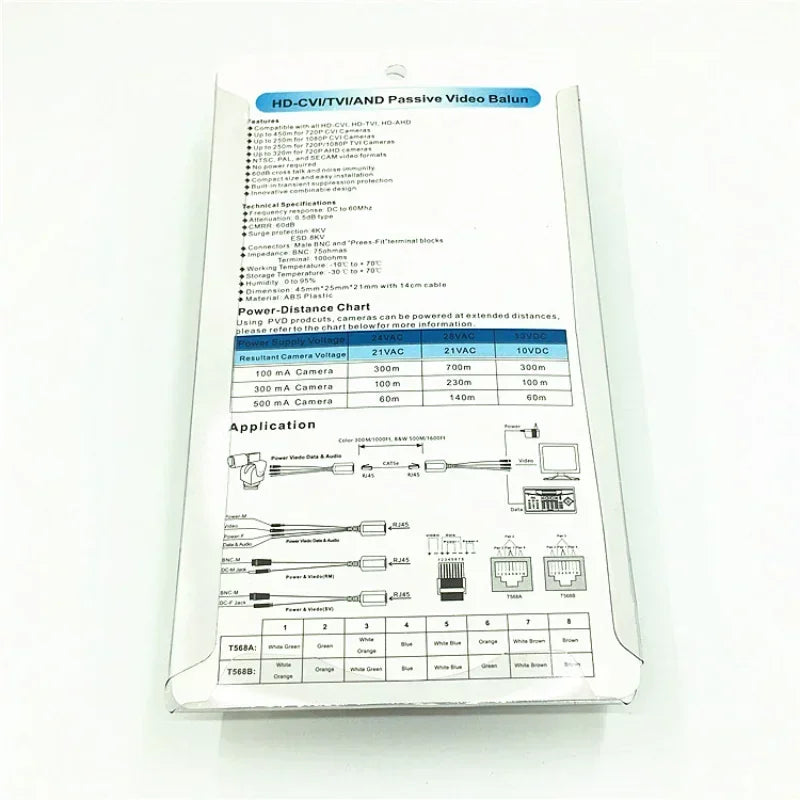 HD, 1 Pair, Double Twisted Pair Power Supply /video/ and Audio, TVI / CVI /AHD, Coaxial, RJ45 CCTV Balun, 3 and 1 Transmitter Qme