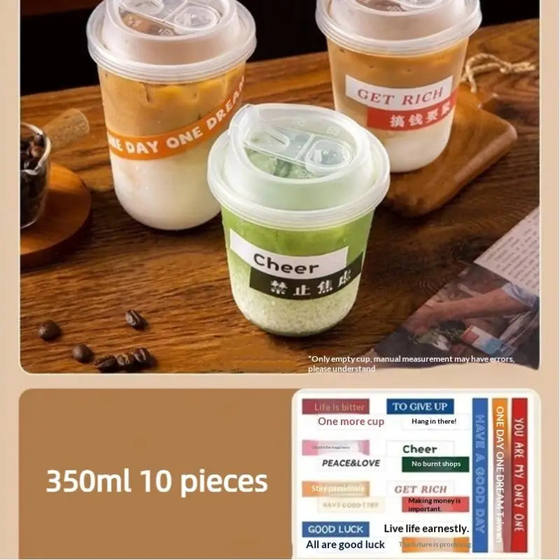 U-shaped Disposable Cups Transparent Coffee Lids Drink Milk Tea Qme A3